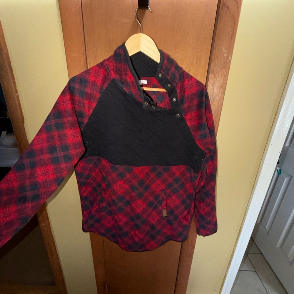 Maurices Red and Black Plaid Sweater